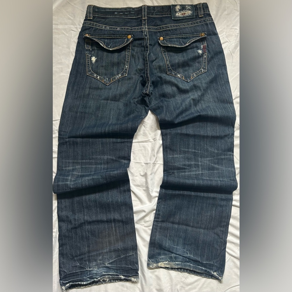 Men's Distressed Bootcut Jeans - Picture 2 of 2